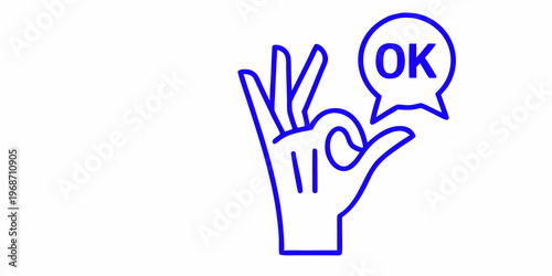Hand displaying the ok gesture with a speech bubble saying ok