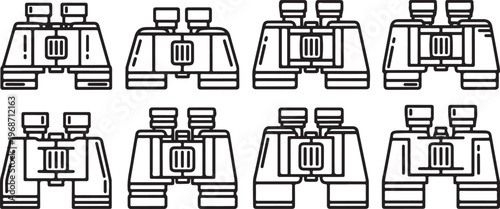 A grid of vintage fire trucks displayed with varying details and designs Vector