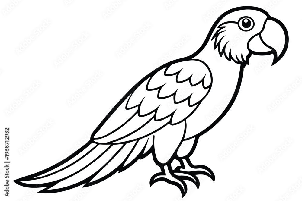 Fototapeta premium macaw bird silhouette line art vector illustration with a white background