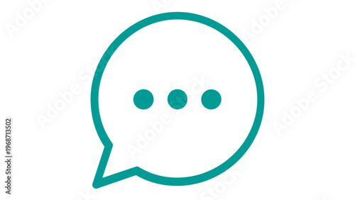Teal speech bubble line icon with ellipsis dots inside, representing chat, messaging, and communication. Minimalist flat vector illustration for web and app design. AI-generated scalable graphic.