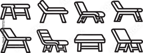 A collection of simple black line drawings of chairs Vector