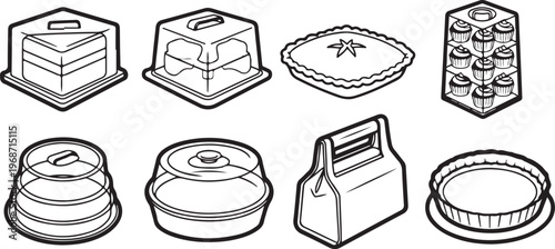Various types of containers and lids with different patterns and designs Vector