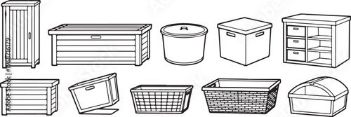 Assorted vintage suitcases and trunks stacked and displayed in a collection Vector