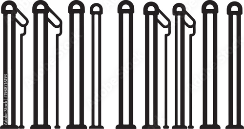 Row of sleek black high heel shoes on a white background Vector