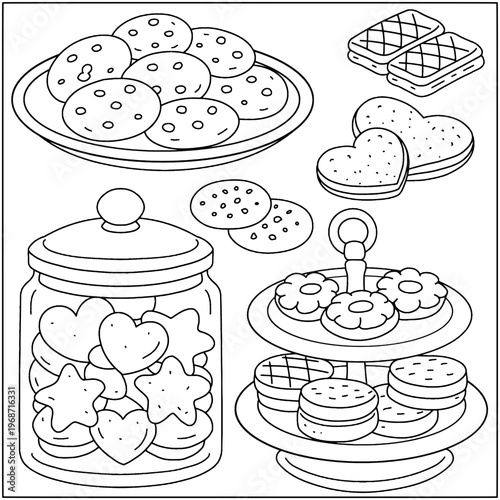 set of hand drawn vector illustration of food
