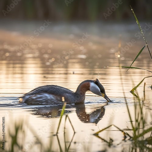 Elegant bird gracefully gliding on the serene water surface.