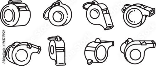 Various types of bicycle locks shown in a simple line drawing format Vector