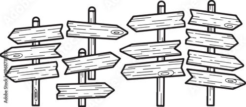 A collection of minimalist line-drawn chairs in various designs and styles Vector