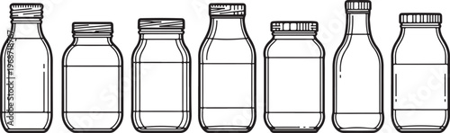 Assorted water bottles with different caps and designs Vector