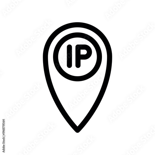 IP Address Geo Location Map Pin Outline Symbol