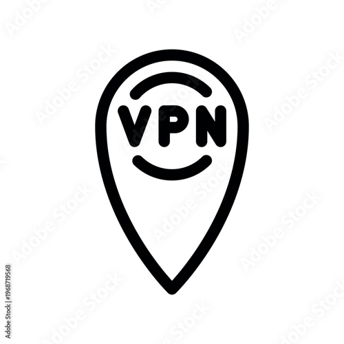 Virtual Private Network Location Pin Outline Symbol