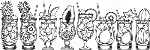 Ancient pottery vessels with intricate designs and handles Vector