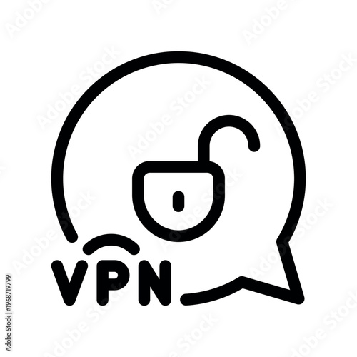 Unlocked VPN Chat Message Privacy Outline Concept