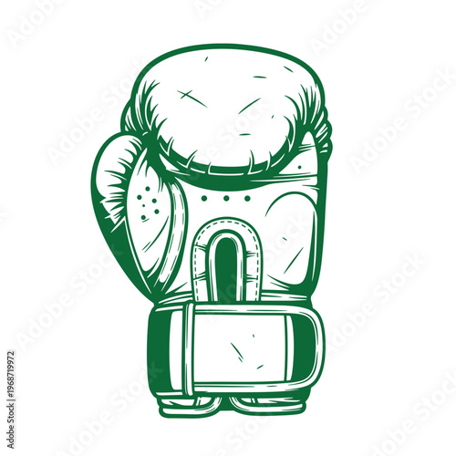 Green boxing glove with white background sports equipment fist