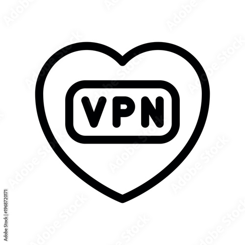 Favorite VPN Service Network Heart Outline Graphic