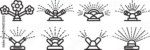 Simple line drawings of various household and garden tools Vector