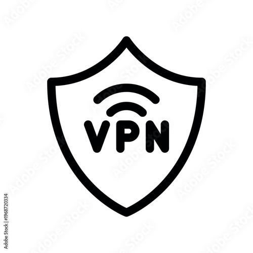 Secure VPN Privacy Protection Shield Outline Symbol