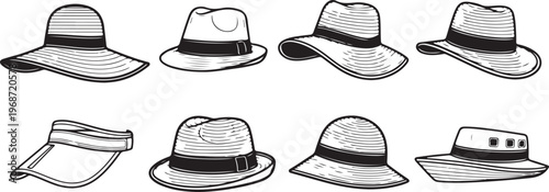 Various styles of handbags and purses in black and white illustrations Vector