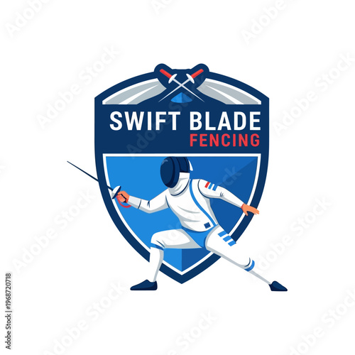 Fencing Athlete Sword Sport Emblem Logo - Swift Blade Fencing