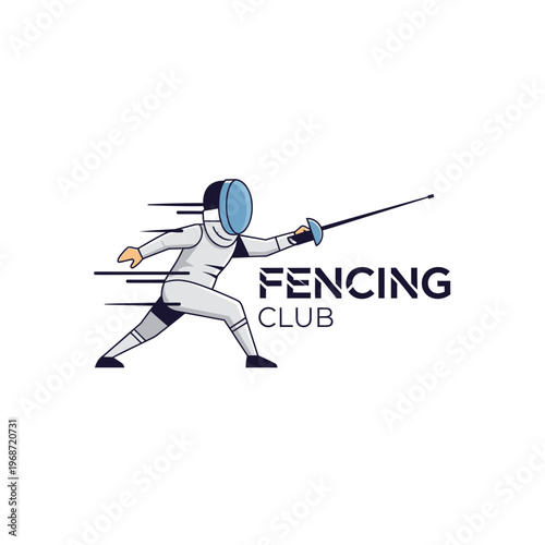 Fencing Club Logo: Athlete in Action with Sword