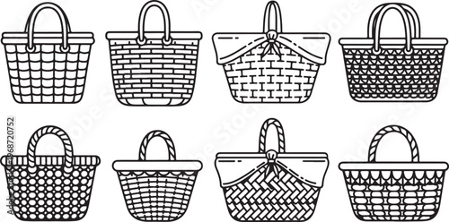 Various textile designs with woven patterns and different motifs Vector
