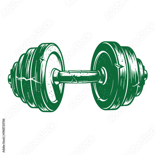Green dumbbell with ridged weights weightlifting fitness exercise