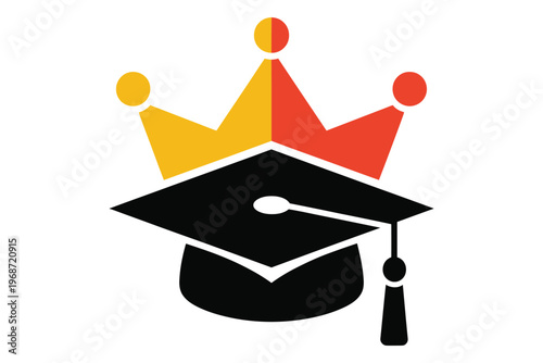 Graduation cap adorned with a crown symbolizing academic achievement and educational royalty, success and learning