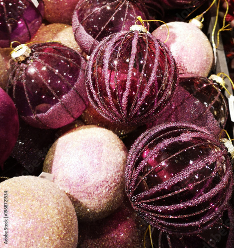 red and purple christmas balls