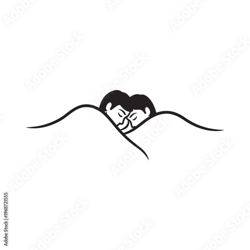 A loving couple snuggles under the blankets in a peaceful slumber