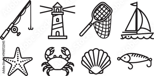 A collection of common household objects and animals illustrated simply Vector