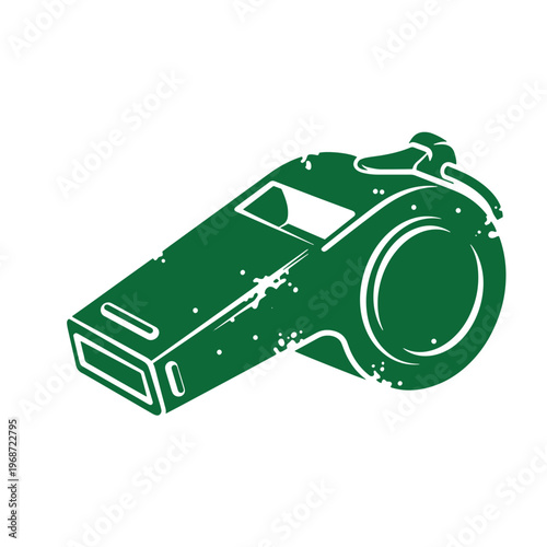 Green whistle with white outline and splatters distressed effect sports