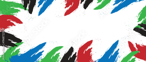 Colorful brush strokes on white background for creative design and artistic expression  abstract border