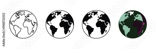 Globe Icons Vector Set for Global Communication and Planet Earth Concept Design