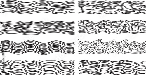 Abstract art depicting flowing lines and textures in black and white Vector