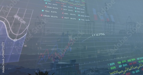 Fotografie Showing market overlay over dockside harbor with 17