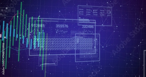 Displaying translucent keyboard on dark blue interface, with green blue bars and numeric labels