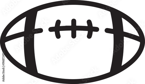 American Football Icon, Sports Logo, Black Vector, Oval Ball