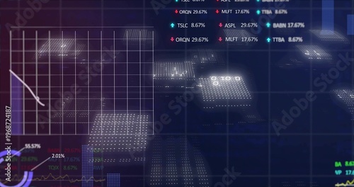 Rendering central panel on dark dashboard showing gridded chart circular bar charts dotted 3D tiles