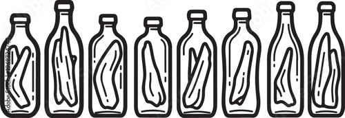 A series of wine bottles with a unique handwritten label design Vector