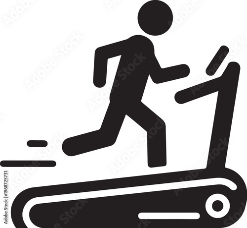 Running man icon, fitness treadmill symbol, exercise silhouette, workout graphics