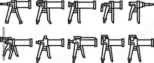 A collection of simple line drawings of chairs and stools Vector