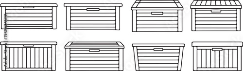 Sketches of various house facades showing different window and door designs Vector