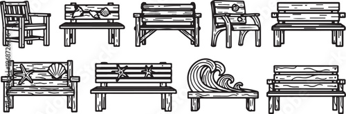 Various types of furniture from different centuries and styles Vector