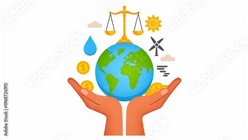 Eco friendly globe, sustainable earth, environmental protection, vector icon