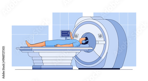 Patient undergoing MRI scan in modern medical imaging center