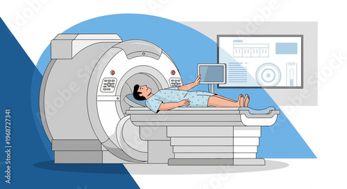 Patient undergoing MRI scan in modern medical imaging facility