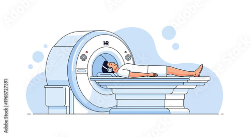 Patient Undergoing MRI Scan in Modern Medical Imaging Machine