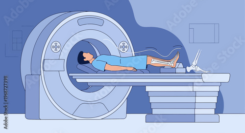 Patient Undergoing MRI Scan in Modern Medical Imaging Machine