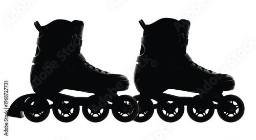 Pair of inline roller skates shown in a dark striking silhouette