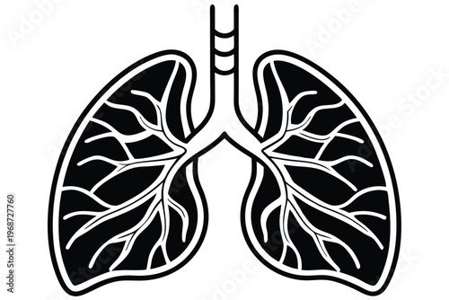 lungs silhouette line art vector illustration with a white background